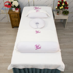 Khăn trải giường spa thêu logo